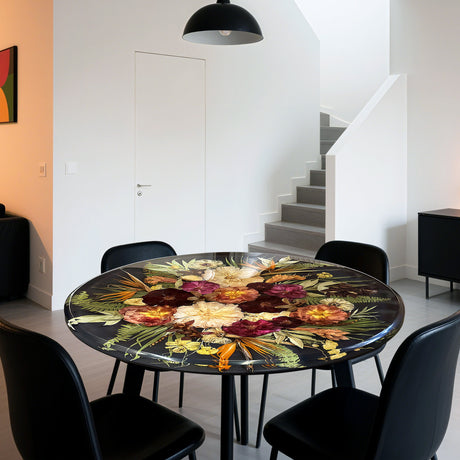 Elite Black Resin Coffee Round Table with Embeded Dried Flower  ECT-201
