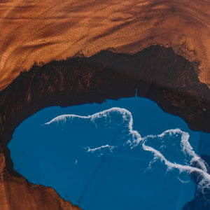 Elite 47.05" Diameter Round Walnut Table with Ocean - Resin Inlay EIT-40