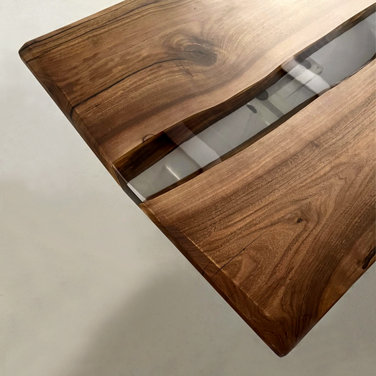Elite Two-Piece Black Walnut & Transparent Epoxy Resin Dining Table ECT-162