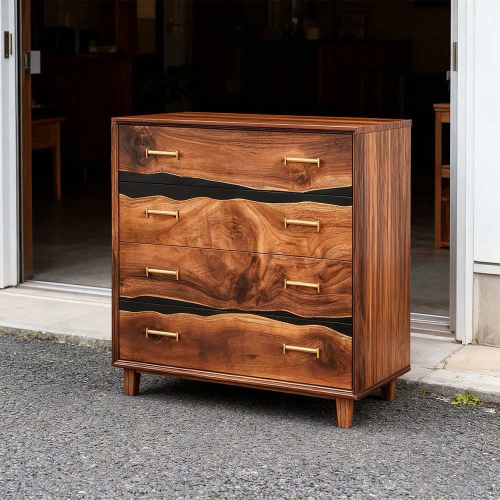 Elite Walnut Black Resin Gold-Accent 8-Drawer Dresser ECD-06