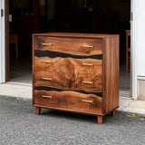 Elite Walnut Black Resin Gold-Accent 8-Drawer Dresser ECD-06