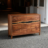 Elite Walnut Black Resin Gold-Accent 8-Drawer Dresser ECD-07