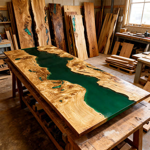 Elite Poplar Green Epoxy Rectangular Resin Dining Table – Contemporary River Table ECT-267