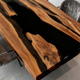 Elite Live - Edge Walnut Dining Table with Sleek Black Resin Inlay ECT-242