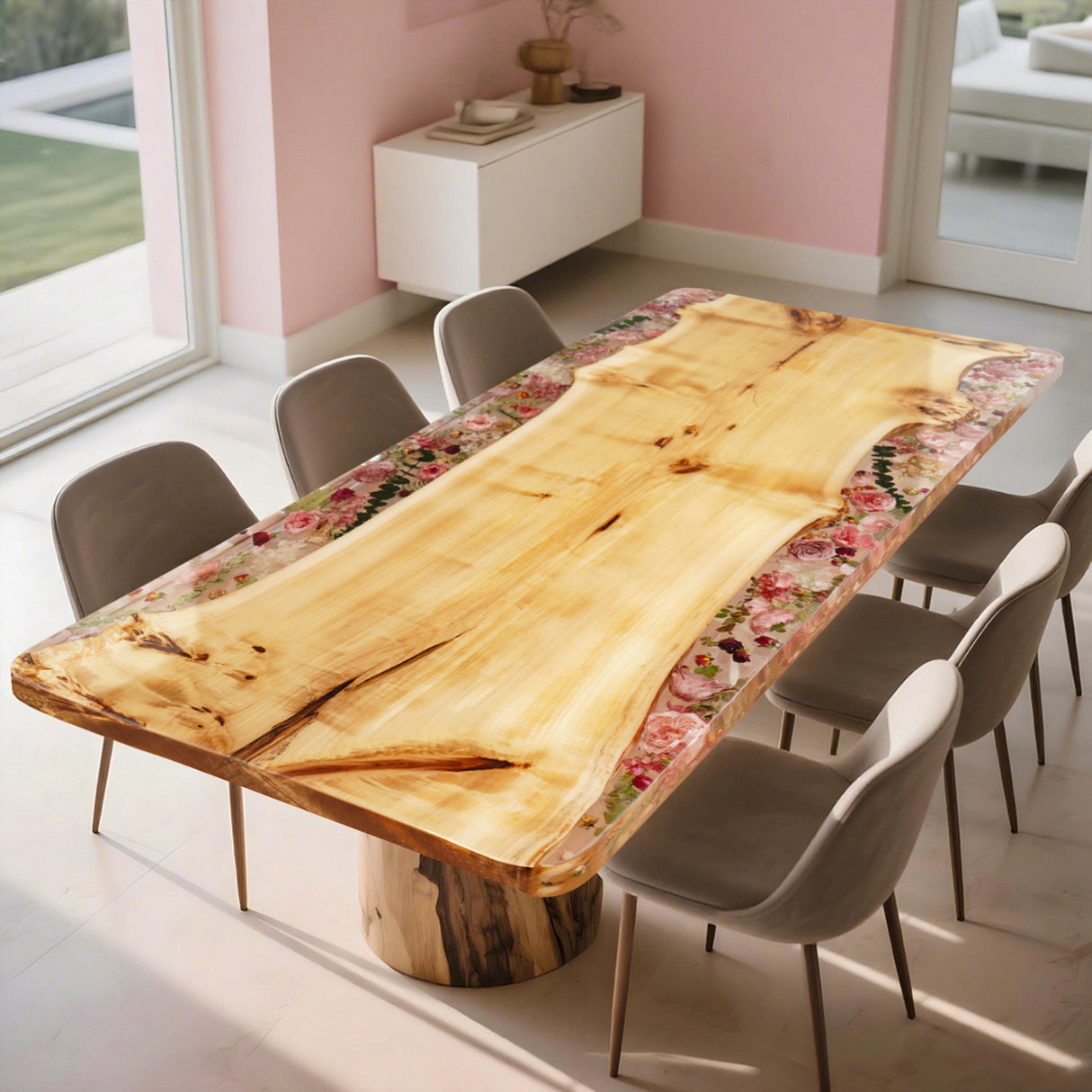 Custom Epoxy Poplar Art Flowers Coffee Table ECT-54