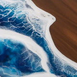 Elite Oval Black Walnut Dining Table with Ocean - Wave Blue Resin Inlay ECT-246