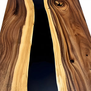 Custom Walnut Black Epoxy Resin Conference Table | ECT-406