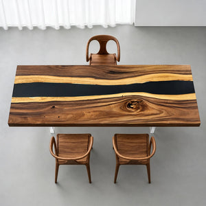 Custom Walnut Black Epoxy Resin Conference Table | ECT-406