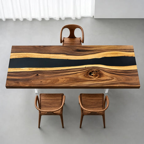Custom Walnut Black Epoxy Resin Conference Table | ECT-406
