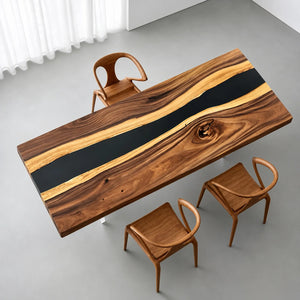 Custom Walnut Black Epoxy Resin Conference Table | ECT-406