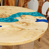 Elite Custom Poplar Wood and Blue-Green Resin Round Table ECT-82