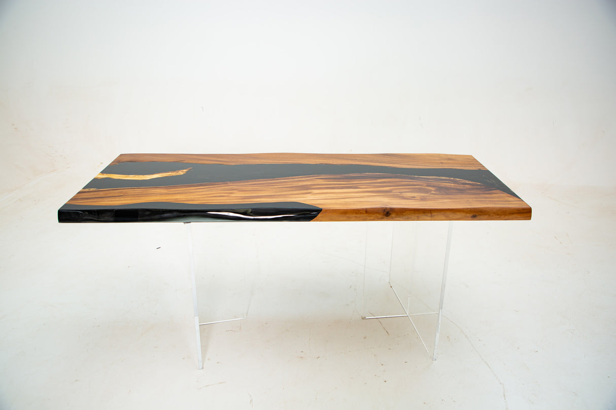 Elite Custom Olive Wood Conference Table with Glossy Black Epoxy Resin ECT-74