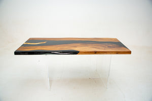 Elite Custom Olive Wood Conference Table with Glossy Black Epoxy Resin ECT-74