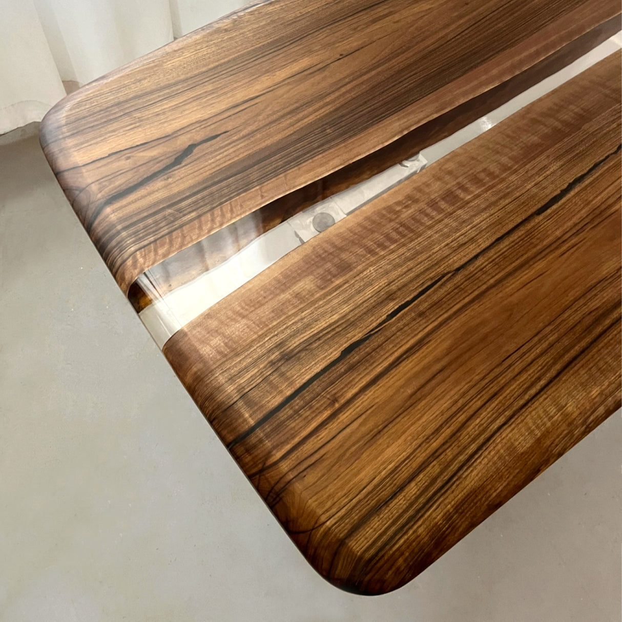 Elite Two-Piece Black Walnut & Transparent Epoxy Resin Dining Table ECT-159