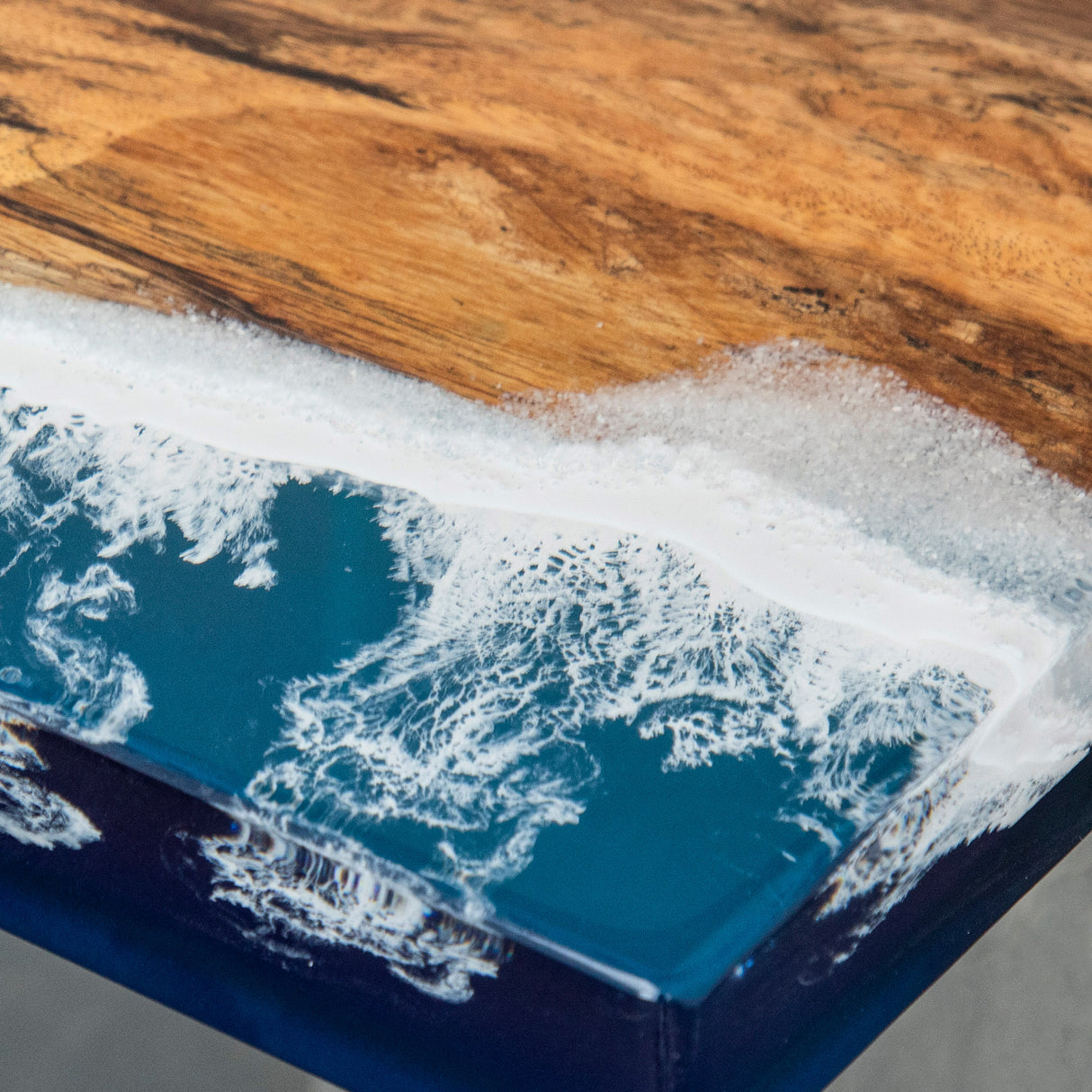 Elite Walnut Wood & Blue Ocean - Wave Epoxy Resin Dining Table ECT-12