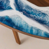 Elite Oval Black Walnut Dining Table with Ocean - Wave Blue Resin Inlay ECT-246