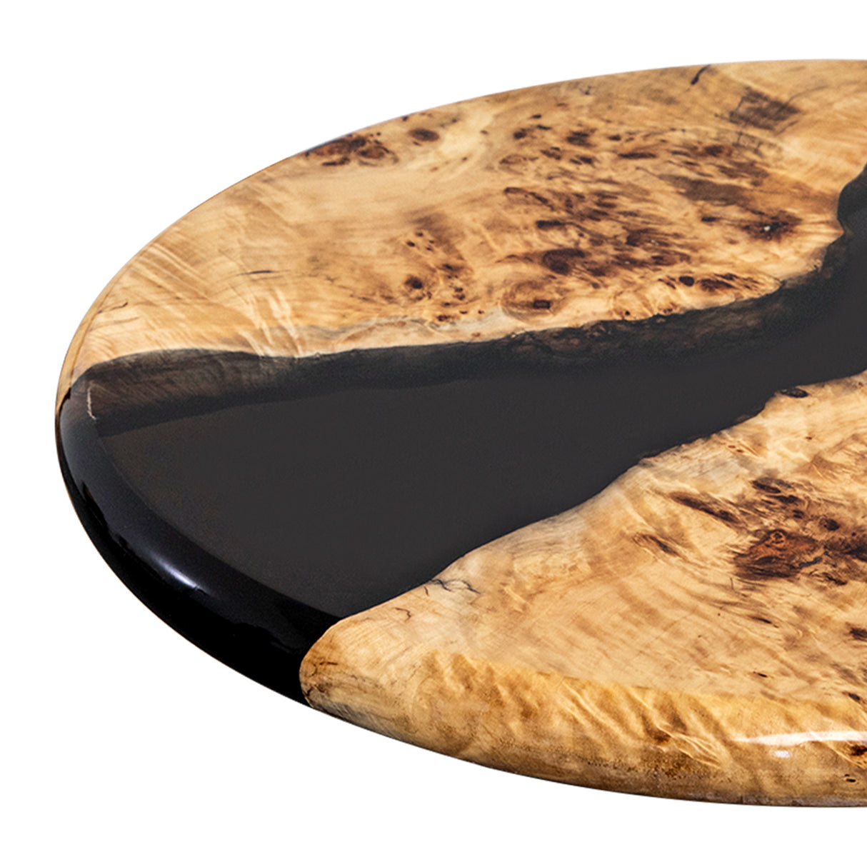 Elite Artistic Poplar Wood & Black Transparent Epoxy Resin Coffee Round Table ECT-173