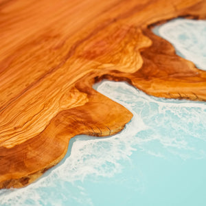 Elite Live - Edge Olive Wood Dining Table with Blue Resin Wave 84‘’L×42''W, EIT-13