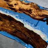 Elite Golden Camphor Wood & Coastal Beach Wave Epoxy Dining Table ECT-139
