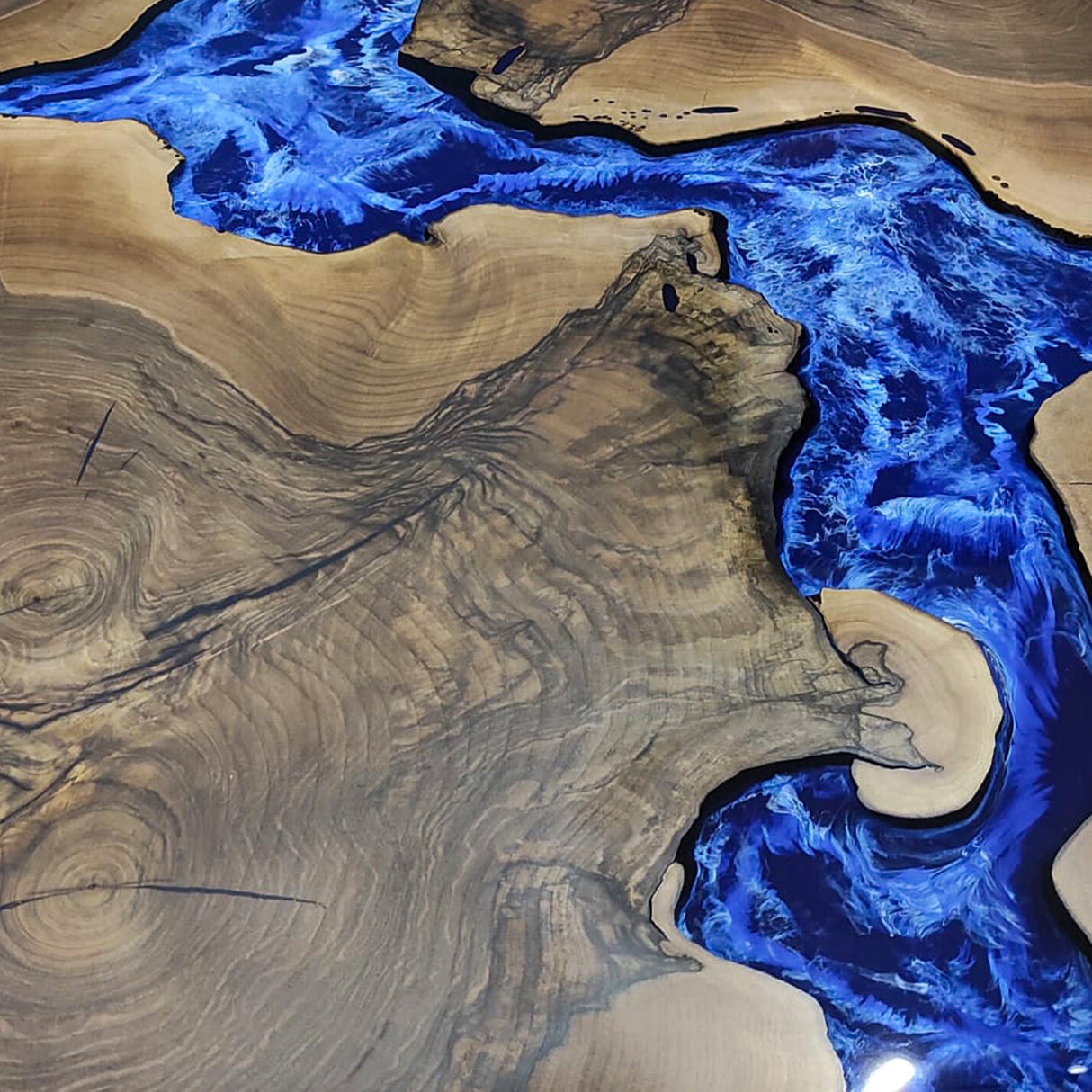 Elite Natural Olive Wood with Blue River Epoxy Resin Dining Table ECT-212