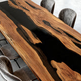 Elite Live - Edge Walnut Dining Table with Sleek Black Resin Inlay ECT-242