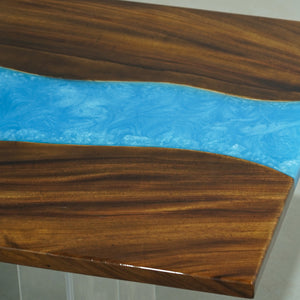 Elite Straight - Edge Walnut Dining Table with Blue Resin Inlay 96.06‘’L×42.13''W, EIT-02