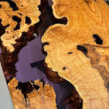 Elite Curved - Edge Olive Wood Dining Table with Purple Resin Inlay ECT - 234