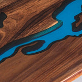 Elite Black Walnut Wood River Table with Blue and Black Epoxy Resin Inlay ECT-185