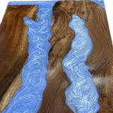 Elite Straight - Edge Walnut Dining Table with Sky - Blue Resin Inlay ECT-233