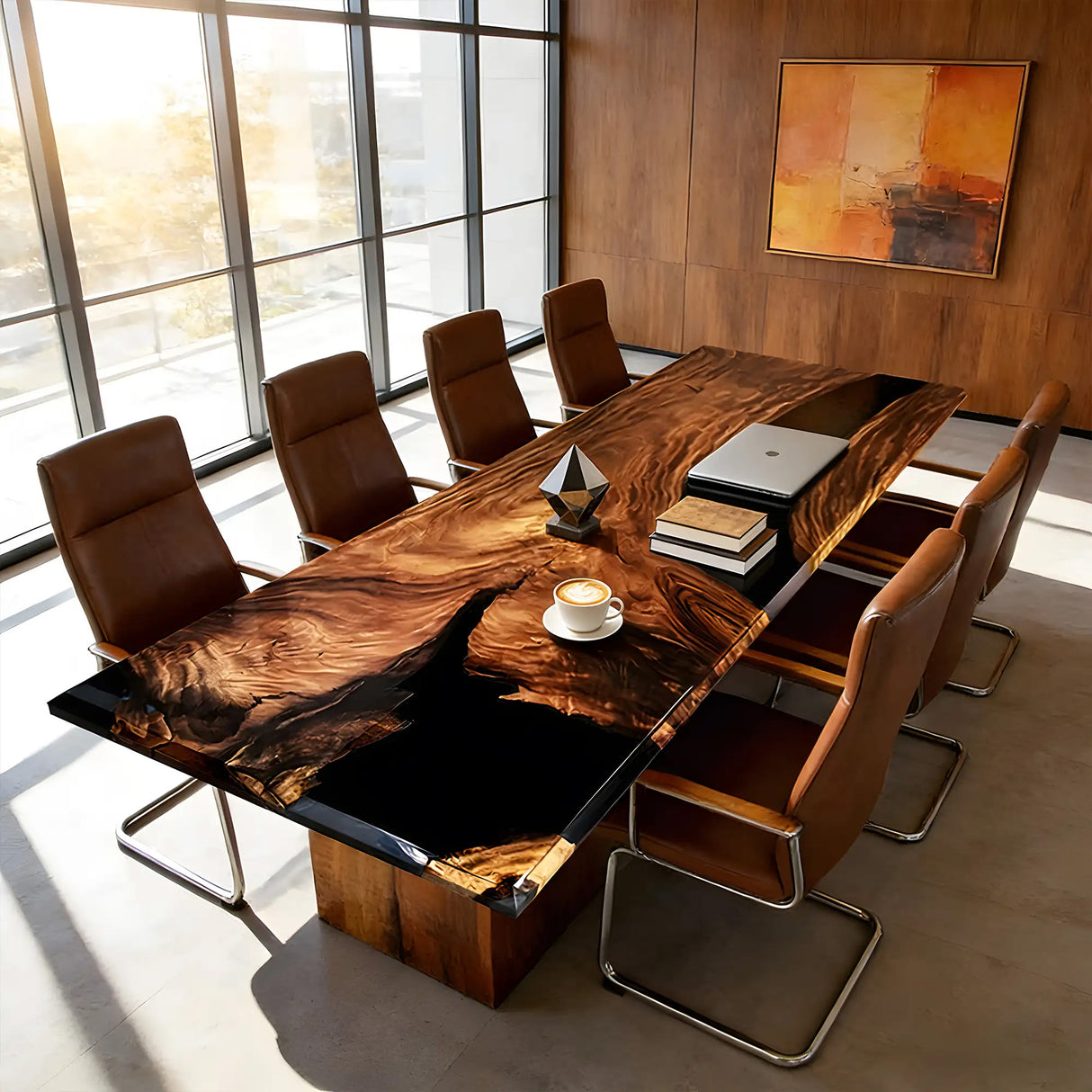 Elite Custom Walnut Conference with Black Epoxy Resin ECT-93