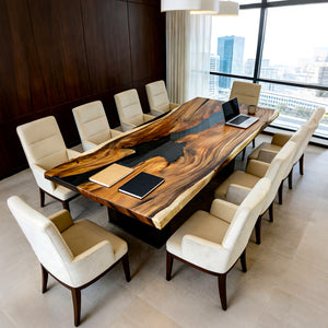 Elite Custom Walnut Black Epoxy Dining & Conference Table ECT-96