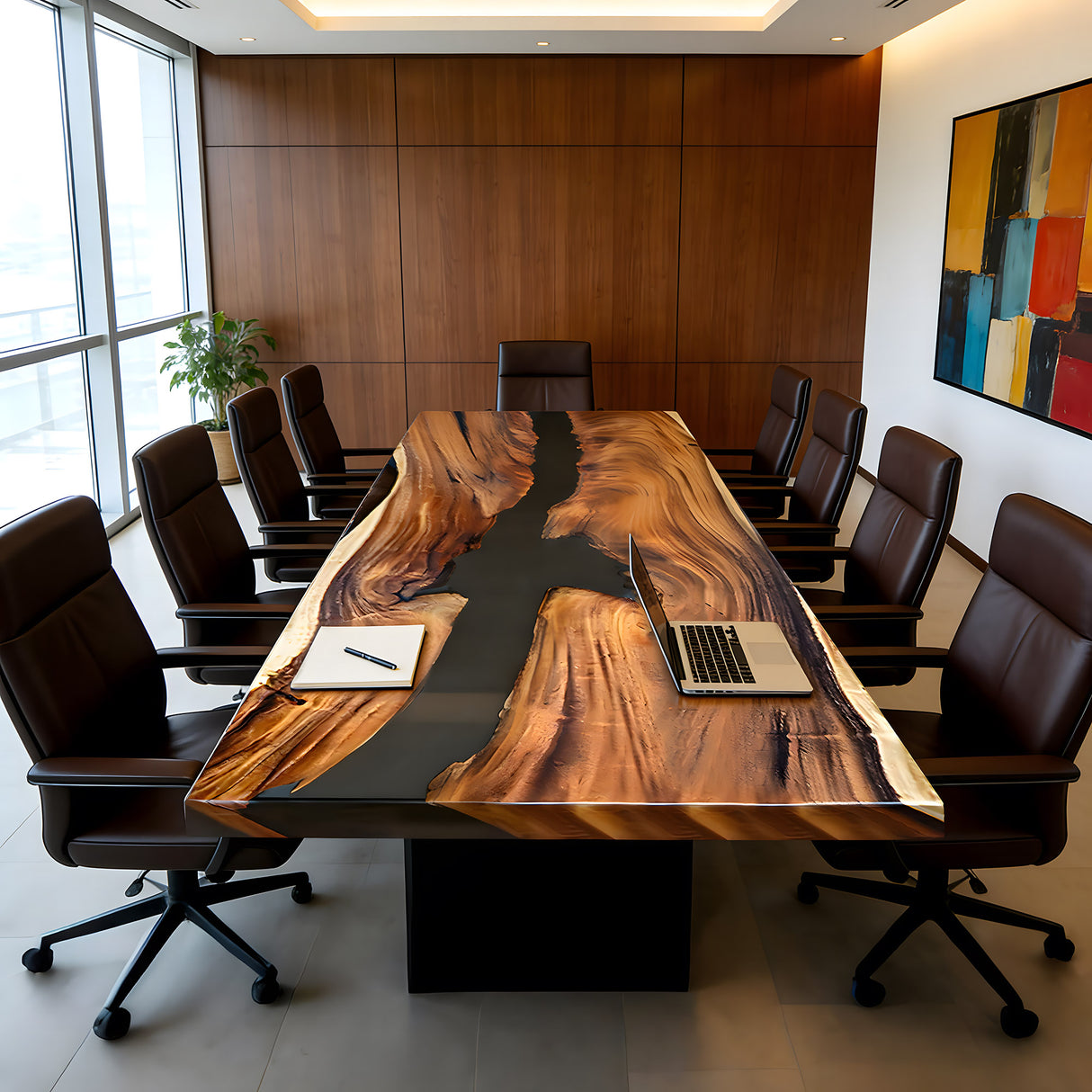 Elite Custom Walnut Black Epoxy Dining & Conference Table ECT-96