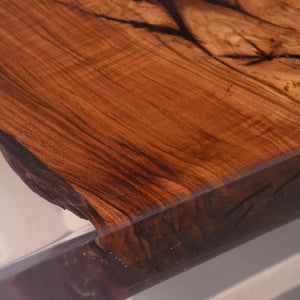 Elite Straight Live - Edge Black Walnut Dining Table with Transparent Resin 170.08''L×59.84''W, EIT-22