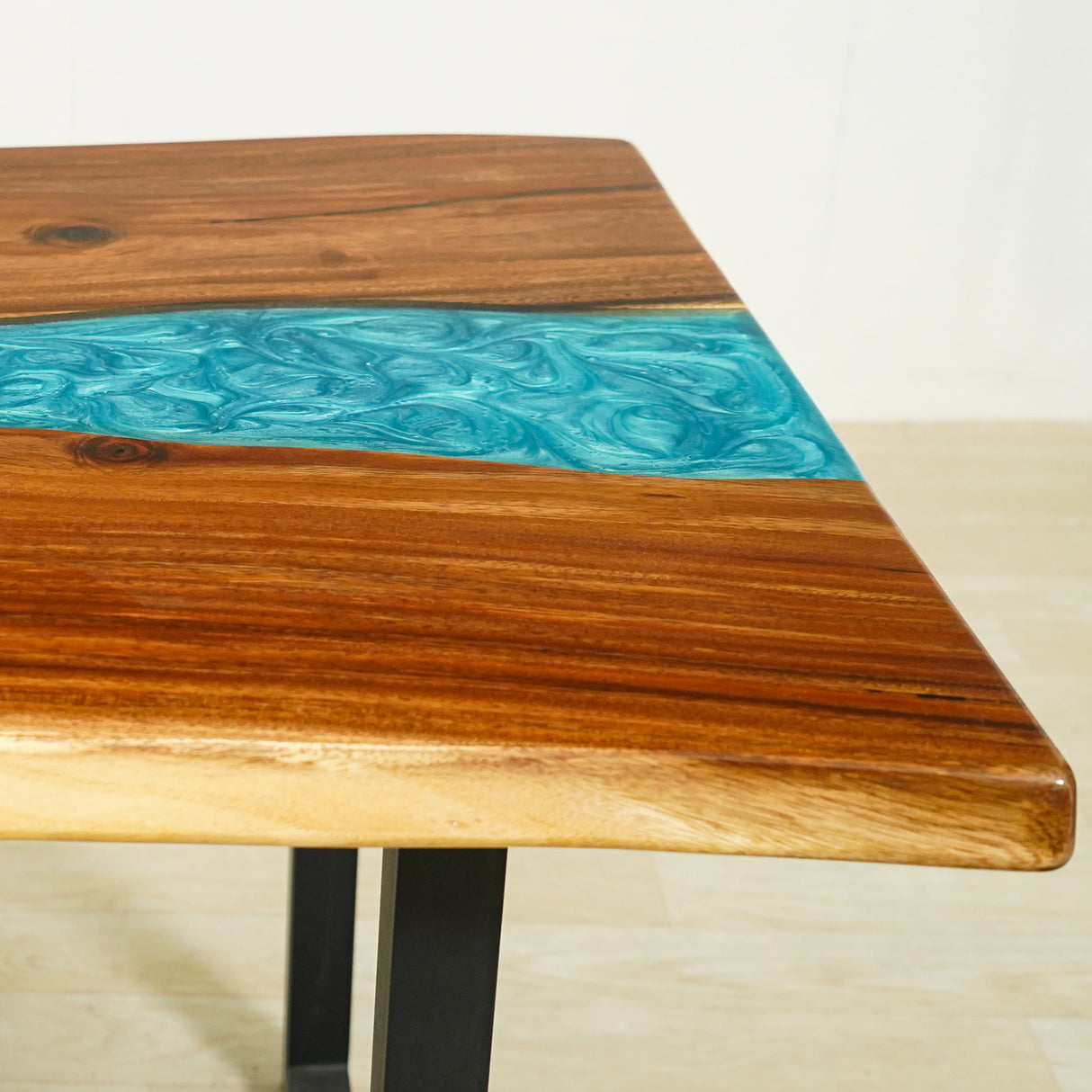 Elite Custom Unique Walnut Sleek Wood Live Edge Epoxy Conference Table ECT-105
