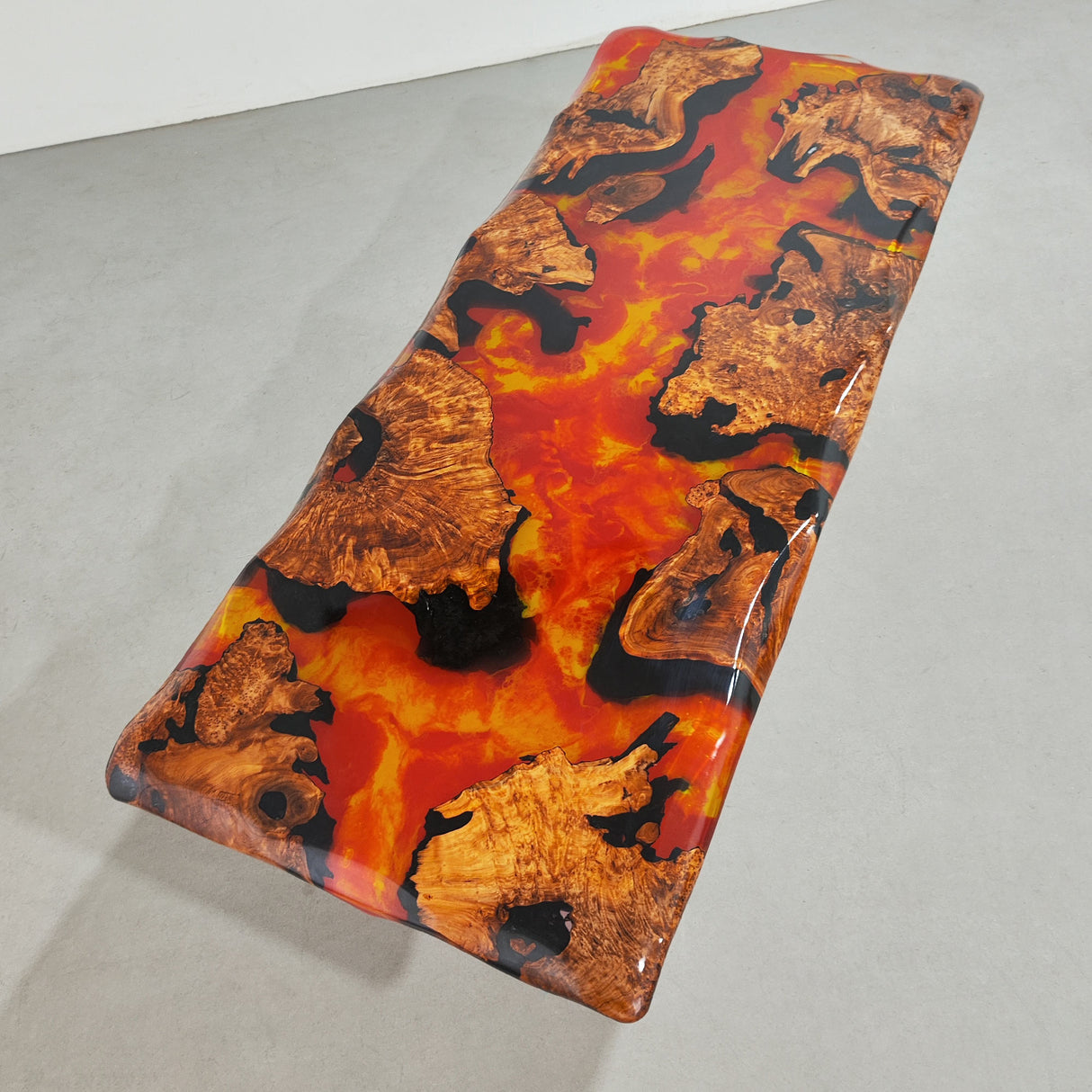 Elite Cunninghamia Wood & Flaming Gilt Epoxy Resin Dining Table ECT-126