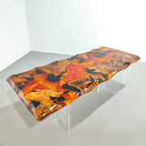 Elite Cunninghamia Wood & Flaming Gilt Epoxy Resin Dining Table ECT-126