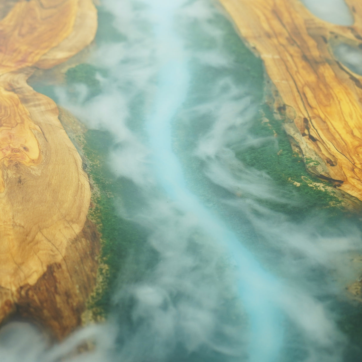 Custom Misty Green Gorge Olive & Epoxy Table ECT-19
