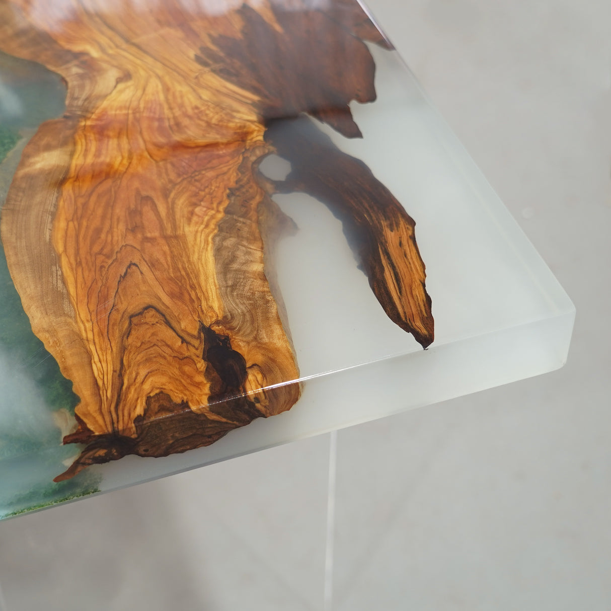 Custom Misty Green Gorge Olive & Epoxy Table ECT-19