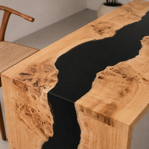 Custom Poplar Black Epoxy Resin Conference Table | ECT-396