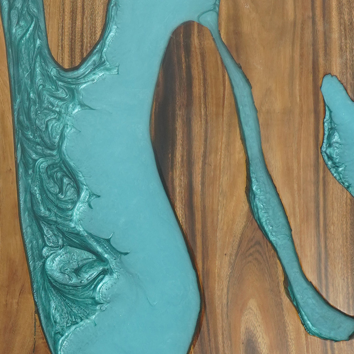 Custom Walnut Wood Green Kitchen Epoxy River Table