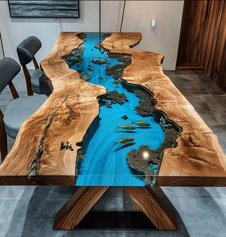 Custom Tables, Blue Epoxy Tables, Irregular Tables