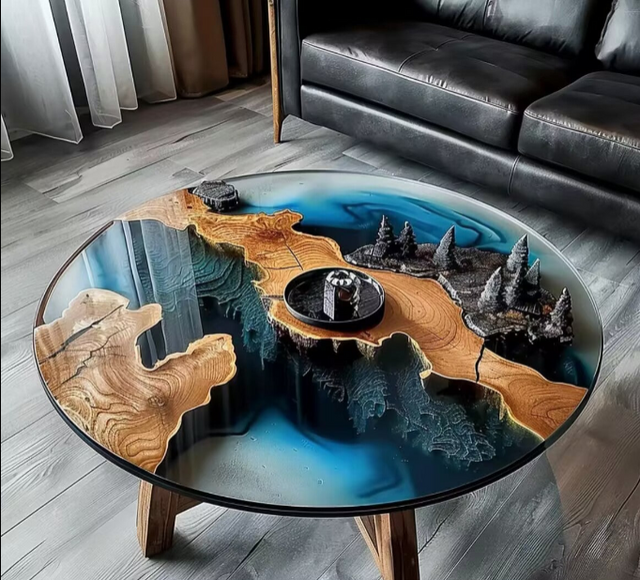 Custom Elite Epoxy Resin Round Coffee Table