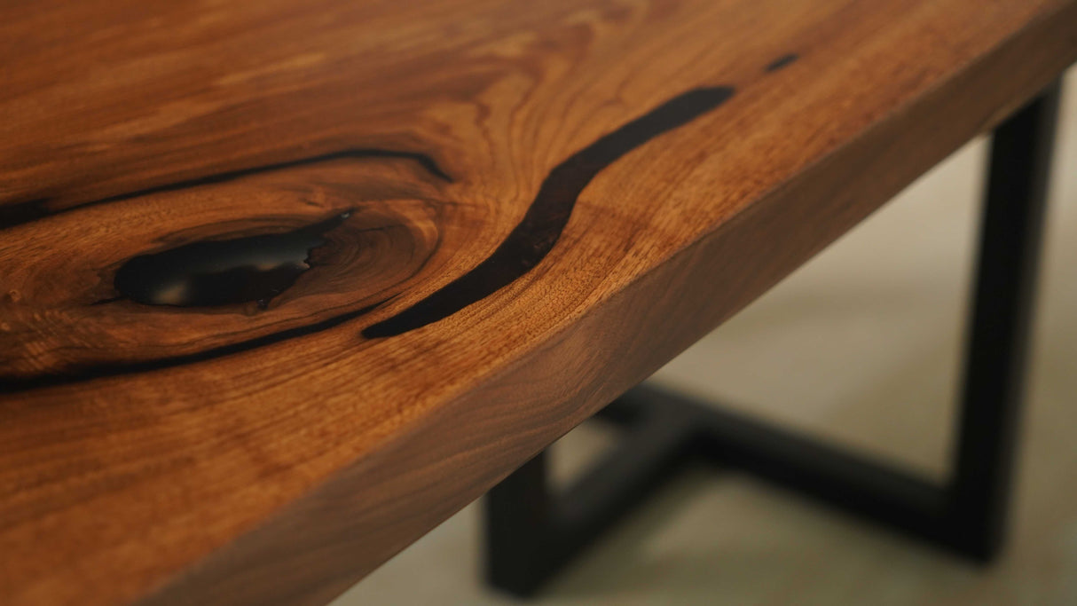 In-Stock Walnut Peacock Blue Epoxy Resin Table 42.1" × 96.1"