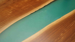 In-Stock Walnut Peacock Blue Epoxy Resin Table 42.1" × 96.1"
