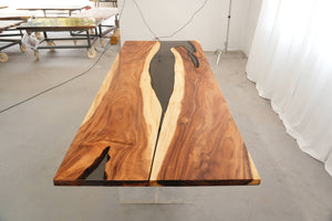 In-Stock Walnut Charred Black Epoxy Resin Table 42.1" × 107.9"
