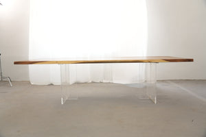In-Stock Walnut Charred Black Epoxy Resin Table 42.1" × 107.9"