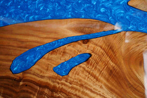 In-Stock Walnut Live Edge Blue Epoxy Resin Dining Table 40" × 84"