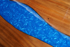 In-Stock Walnut Live Edge Blue Epoxy Resin Dining Table 40" × 84"