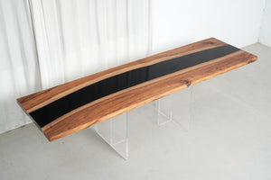 Elite Custom Walnut Black Epoxy Resin Conference & Dining Table ECT-18