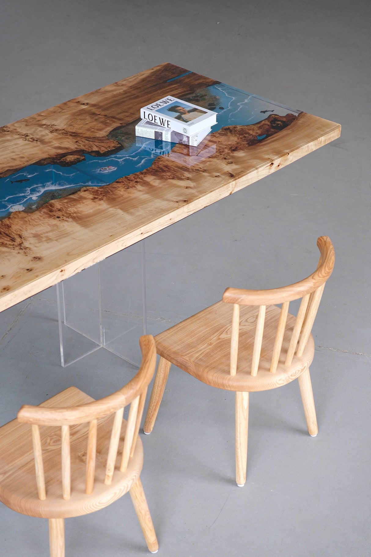 Elite Polar Epoxy River Table 110.24"L×39.37"W